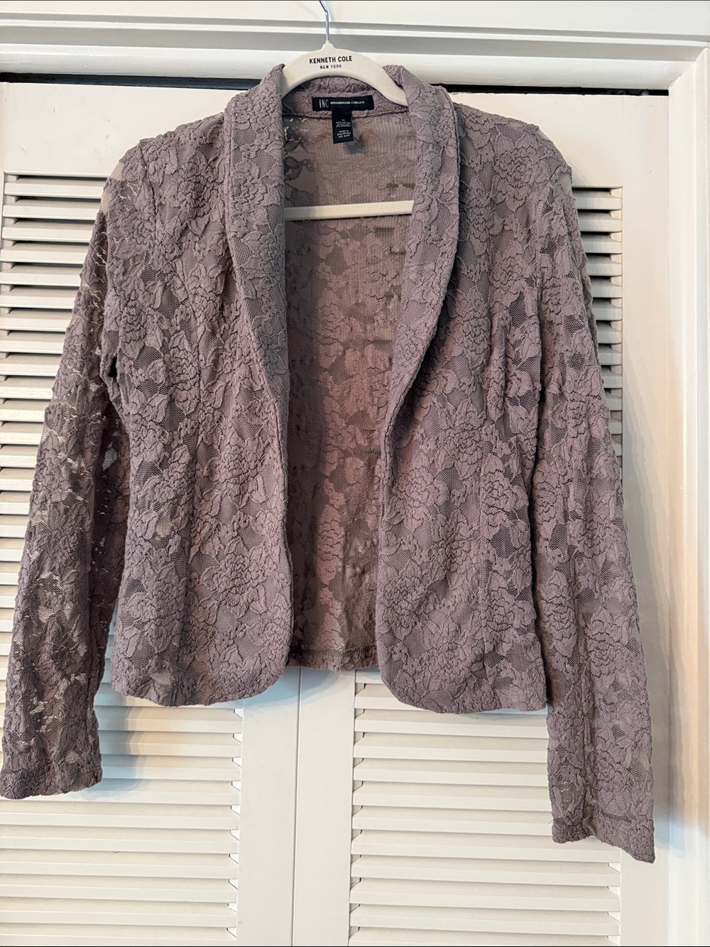 Kenneth Cole Lavender Lace Open-Front Blazer